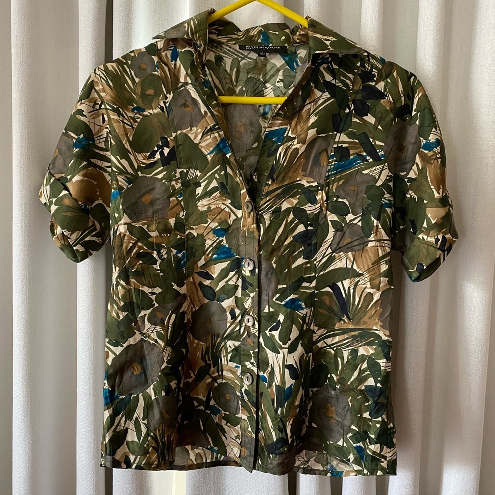 Jones New York botanical silk button down